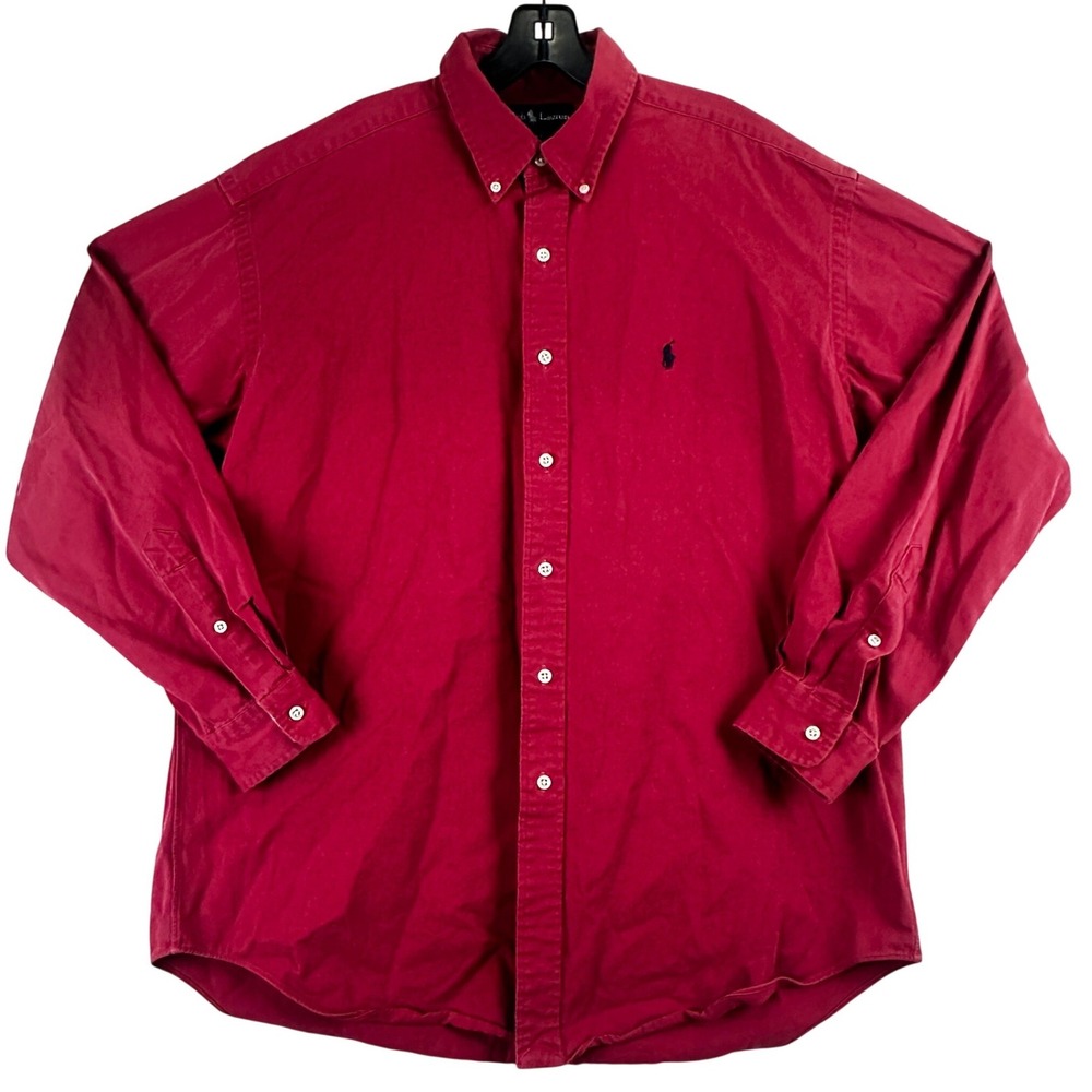 Polo Ralph Lauren Blake Button Down Shirt Mens L Red Cotton Twill Preppy Classic